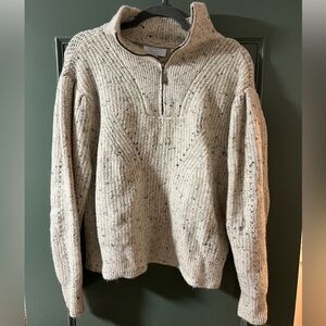Blush Cream Speckled Zip-Up Sweater